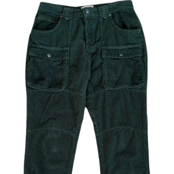 EUC Free People London Calling Moto Corduroy Pants Pine Green Size 29 - Picture 4 of 10